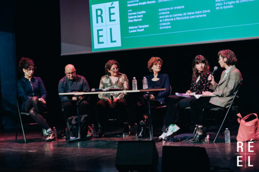 24 mars - ParisDOC - Forum Public, Tous les états de la censure : comment les déjouer ? - Table ronde : Conspirer : prendre le Maquis modérée par Marianne Khalili-Roméo avec Carmen Castillo, Salomé Jashi, Elsa Marcel, Mehran Tamadon et Louisa Yousfi © Léa Rener