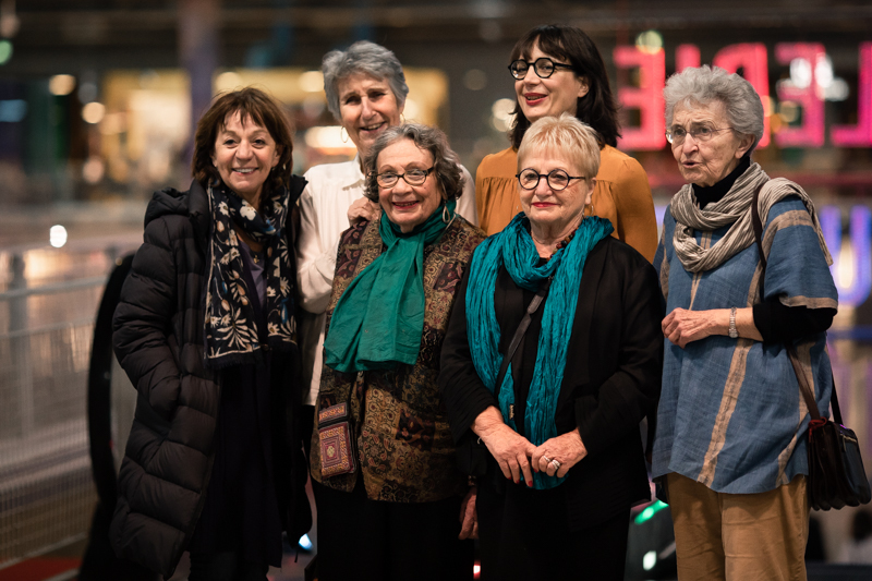 Françoise Foucault, à l'ouverture de l'édition 2020 de Cinéma du réel, entourée de gauche à droite de Joëlle Van Effenterre, Marie-Christine de Navacelle, Julie Paratian, Suzette Glénadel et Véronique Godard